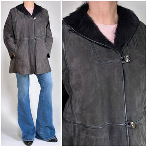 SHEARLING Womans Jacket Grey Italy Winter Coat Size 44